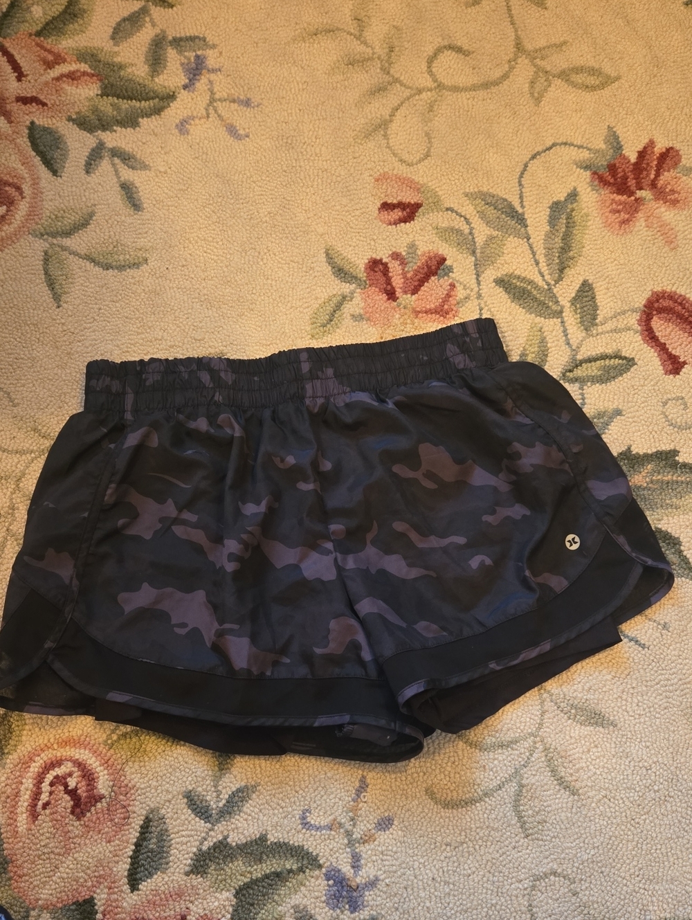 RBX Women's Black and Gray Camo Athletic Shorts